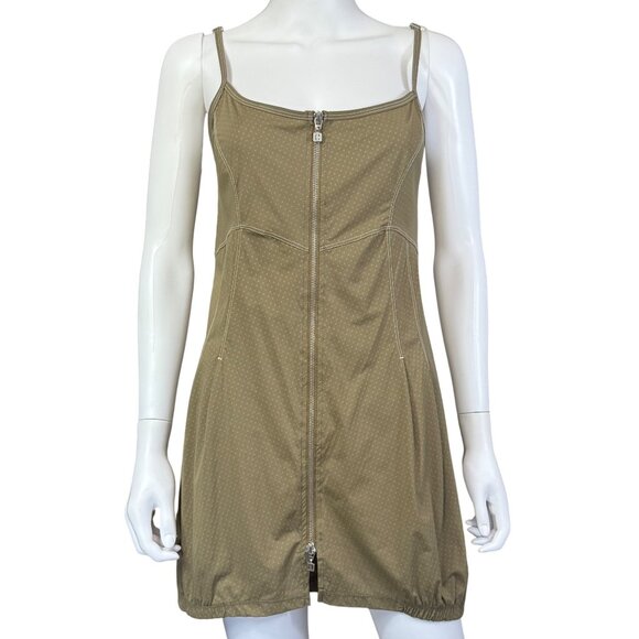 Deca De Vous A Nous Polka Dot Brown Zip Front Mini Dress T1 Adjustable Straps - Picture 1 of 9